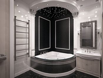 Интерьер ванной комнаты в черном цвете